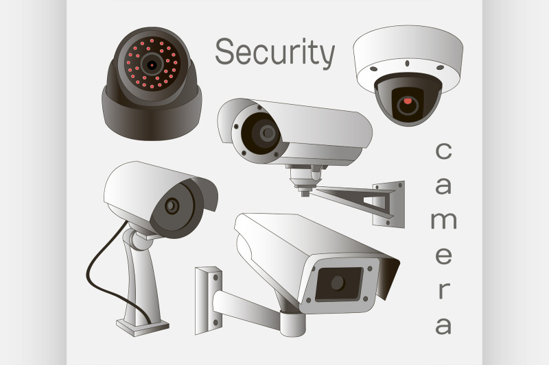 vector-set-of-security-camera