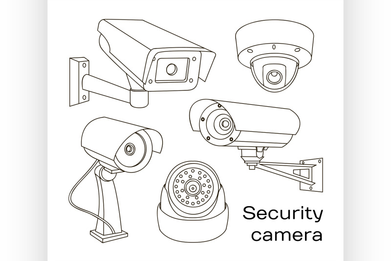 vector-set-of-security-camera