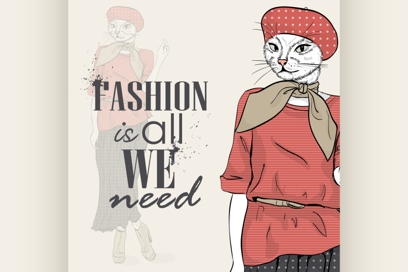 vector-elegant-woman-with-cats-had