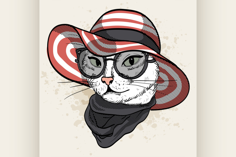 vector-color-set-of-elegant-cat-woman-face