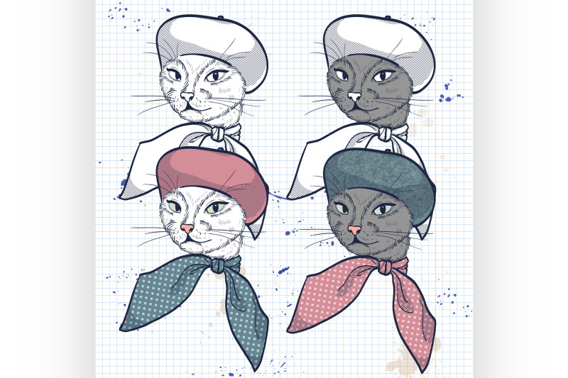 vector-color-set-of-elegant-cat-women-face