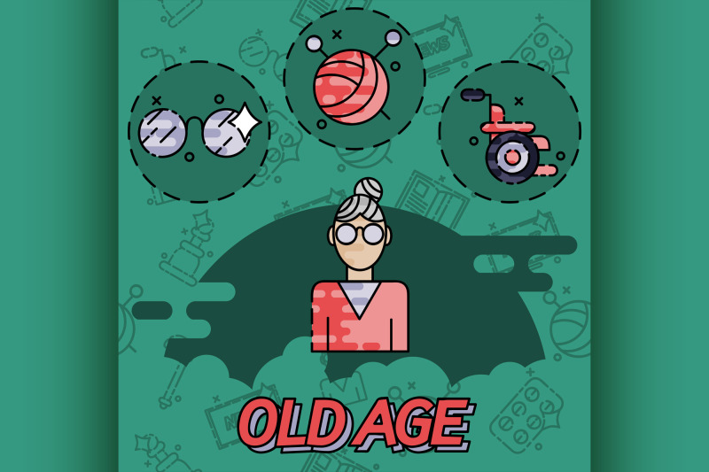 old-age-flat-concept-icons