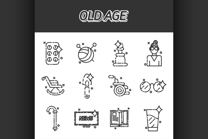 old-age-flat-concept-icons