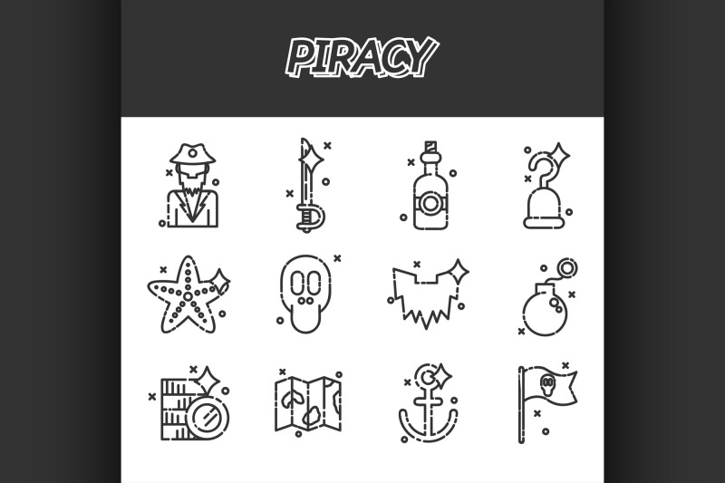 piracy-flat-icons-set