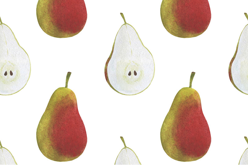 set-pears-fruits-watercolor-food-illustration