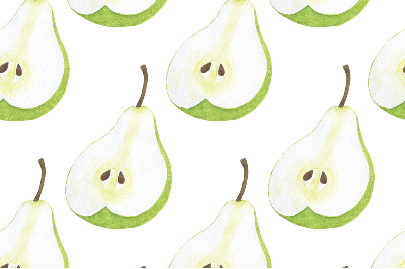 set-pears-fruits-watercolor-food-illustration