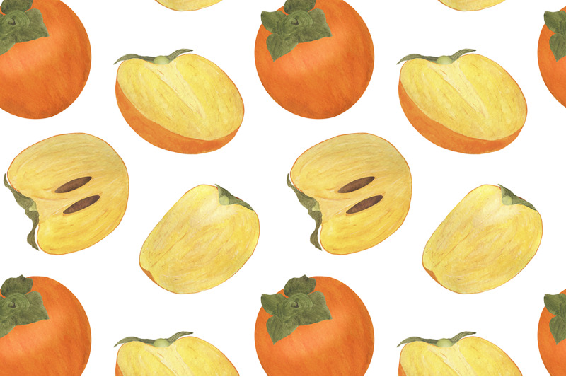 set-of-persimmon-watercolor-illustrations