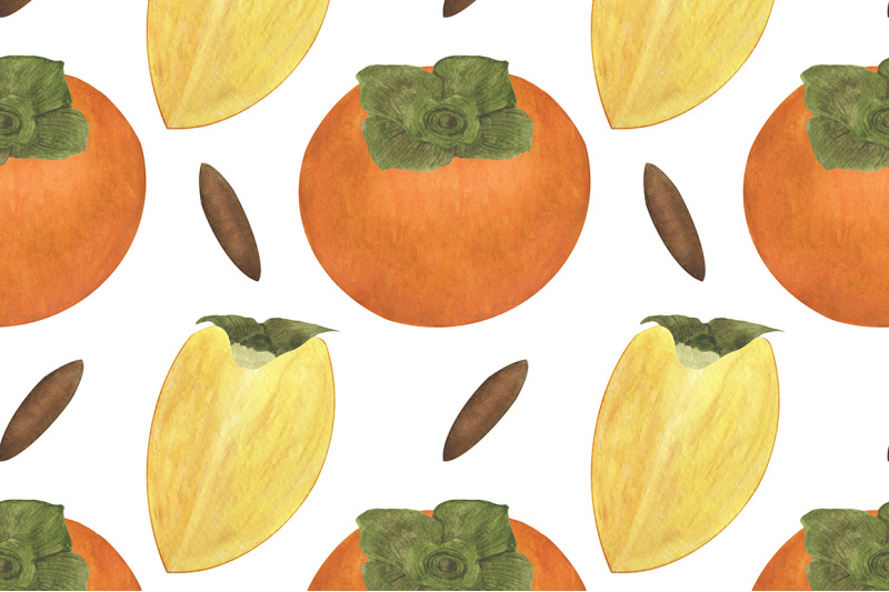 set-of-persimmon-watercolor-illustrations