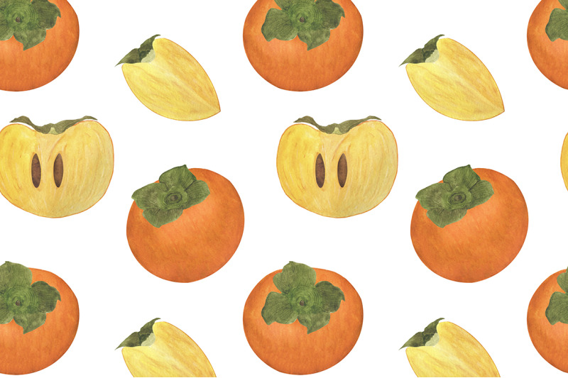 set-of-persimmon-watercolor-illustrations