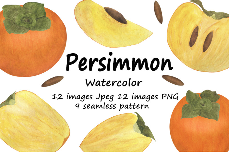 set-of-persimmon-watercolor-illustrations