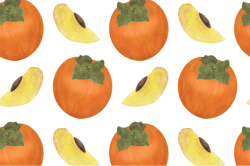 set-of-persimmon-watercolor-illustrations