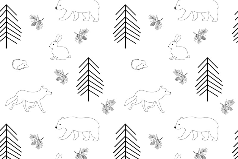 set-of-illustrations-animals-forest-graphics-vector