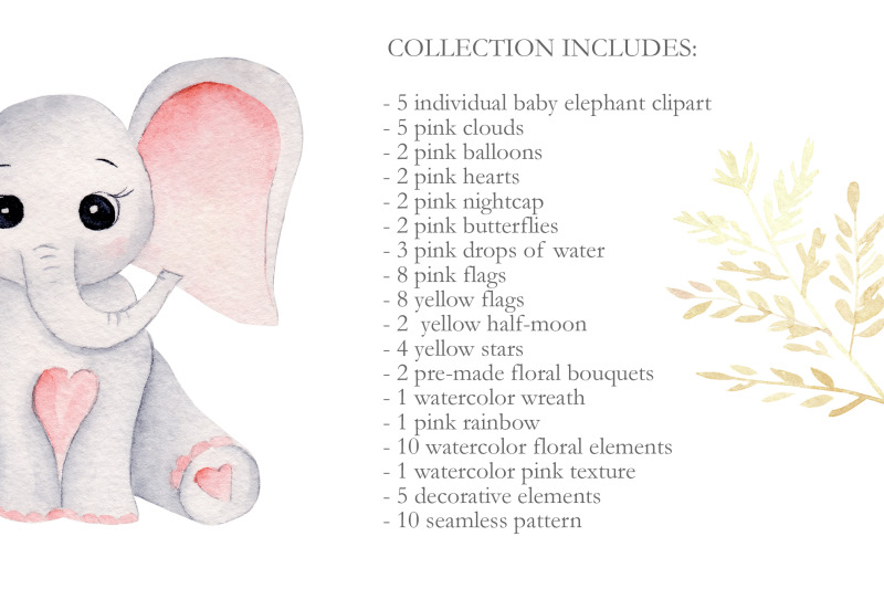 watercolor-baby-girl-elephants-collection