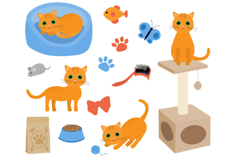 set-of-cute-cat-vector-illustration