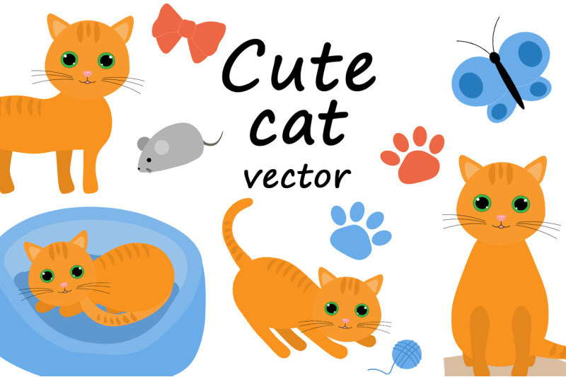 set-of-cute-cat-vector-illustration