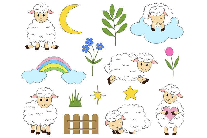 set-of-cute-sheeps-vector-illustrations