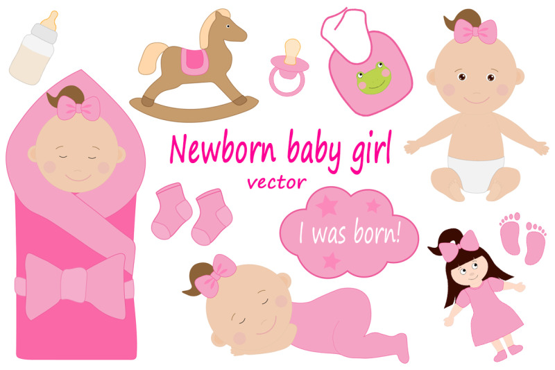 cute-newborn-kids-girl-vector-drawing