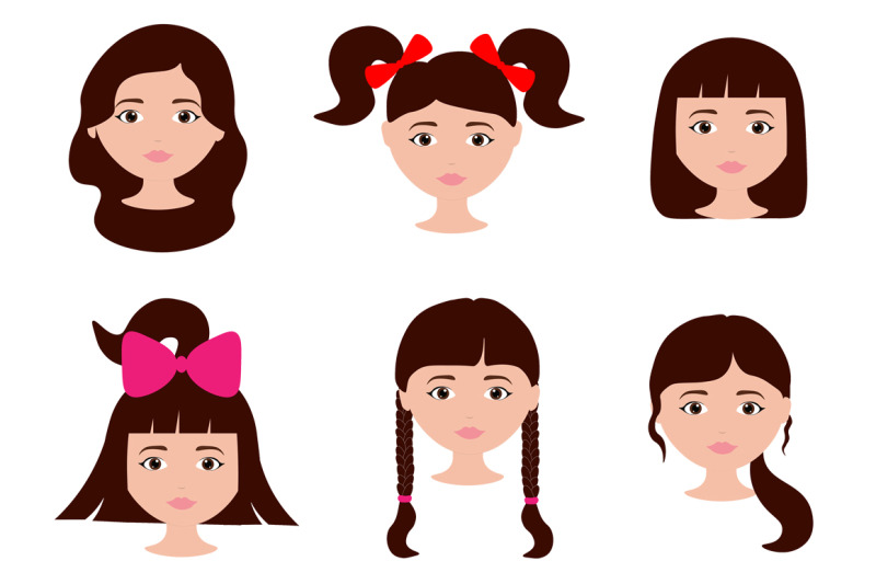 set-with-different-hairstyles-for-girls-vector