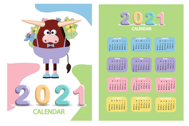 calendar-2021-cute-design-symbol-of-the-year-bull-or-ox-just-print