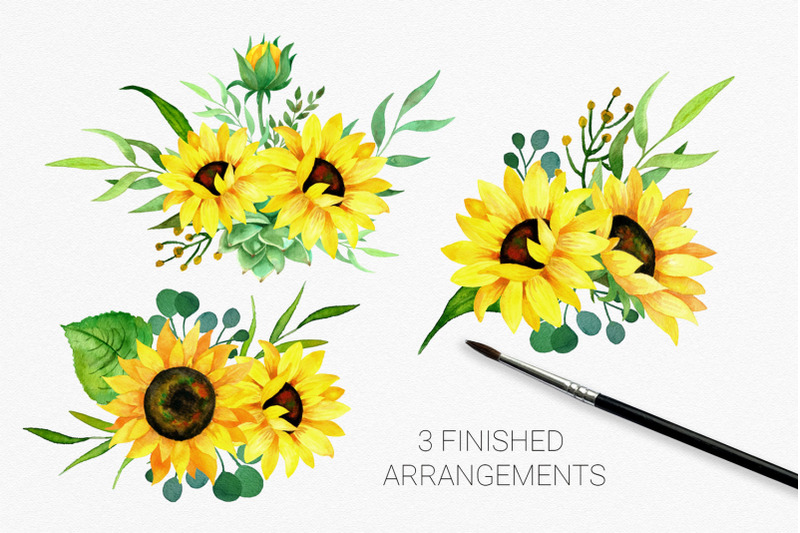 sunflowers-watercolor-clipart-bouquets-and-frames