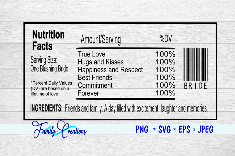 one-blushing-bride-nutrition-label