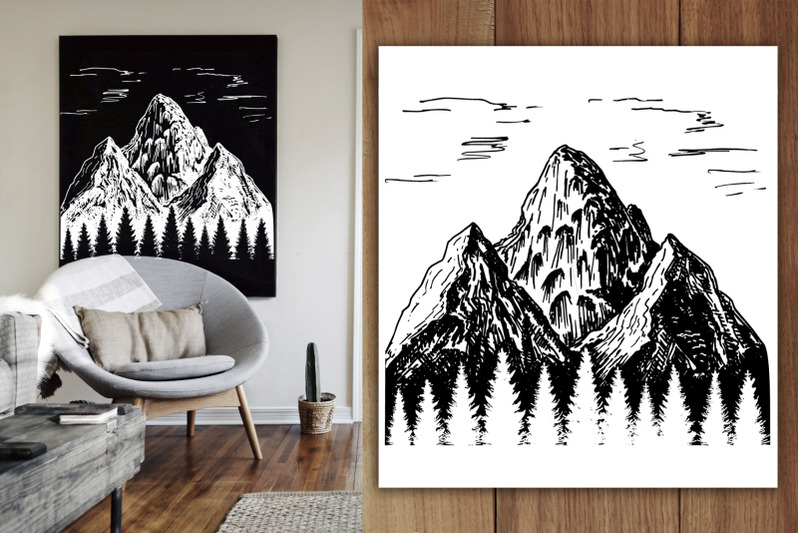 mountains-and-trees-sketch-set