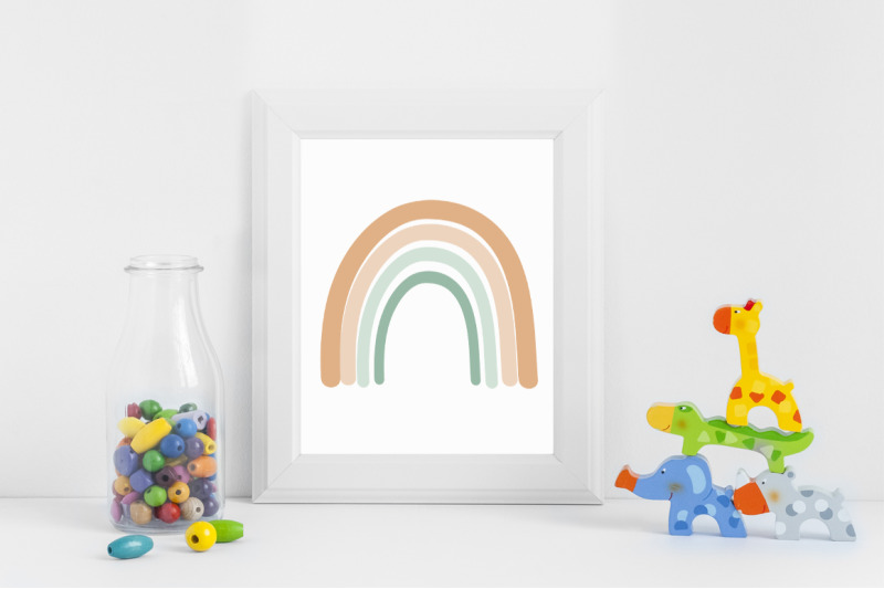 set-stylized-rainbow-brown-and-green-vector-illustration
