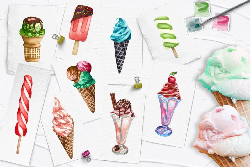 ice-cream-watercolor-clip-art