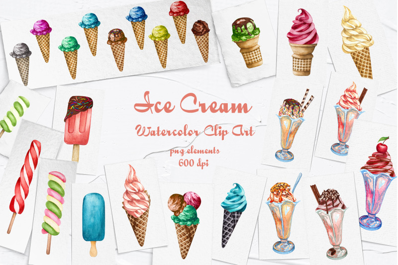 ice-cream-watercolor-clip-art