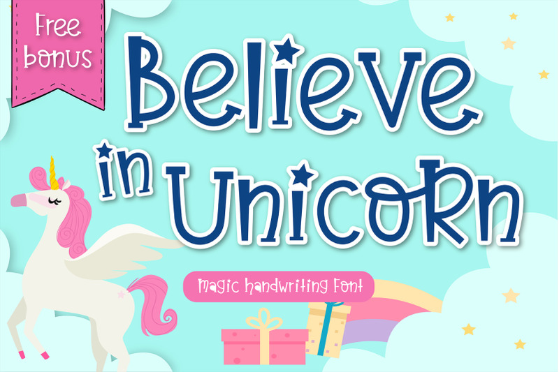 believe-in-unicorn-handwriting-cute-kid-font-kawaii-style