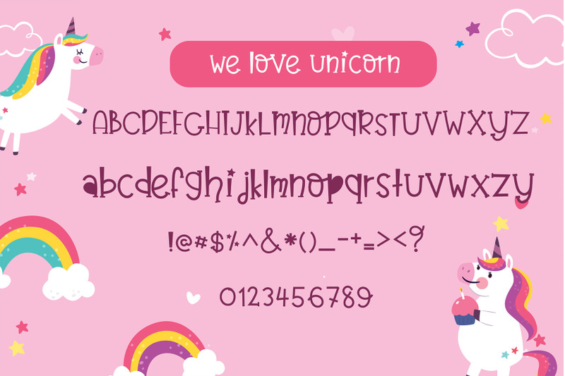 believe-in-unicorn-handwriting-cute-kid-font-kawaii-style