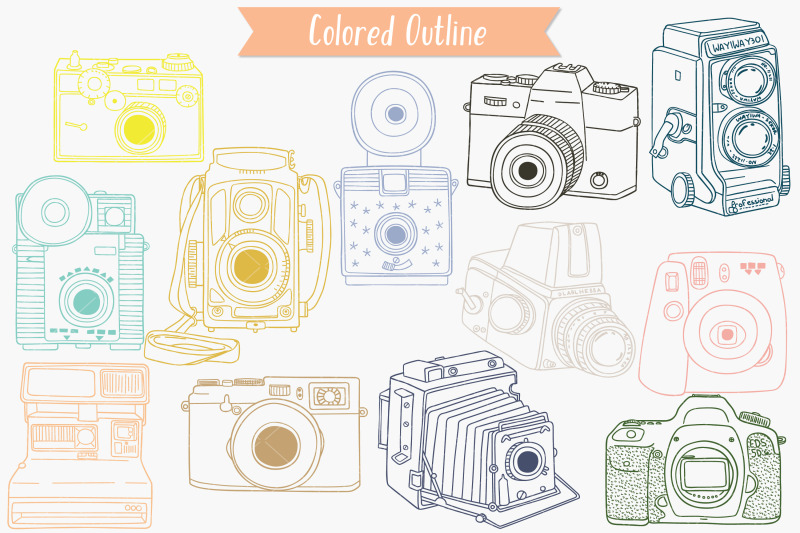 vintage-cameras-color-hand-drawn-polaroid-picture-retro-video