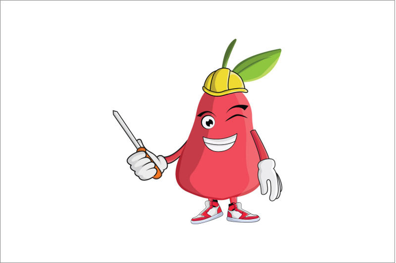 rose-apple-construction-worker-fruit-cartoon-character-design