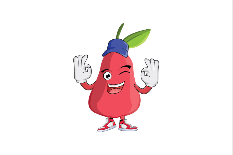 rose-apple-with-hat-cap-and-double-ok-fruit-cartoon-character-design