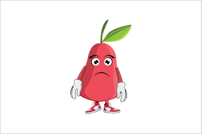 rose-apple-sad-frown-fruit-cartoon-character-design