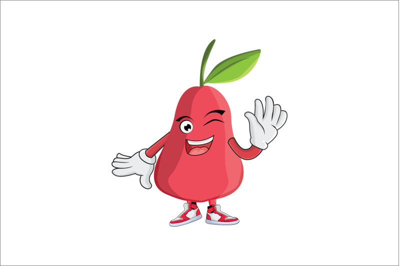 rose-apple-wink-wave-greeting-fruit-cartoon-character-design