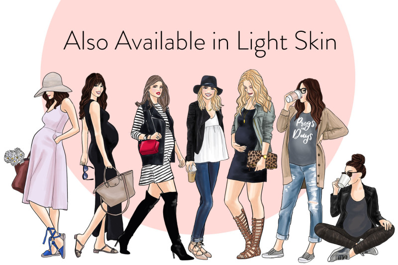 watercolor-fashion-clipart-mommy-to-be-dark-skin