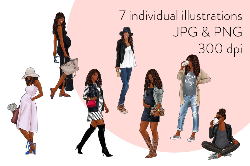 watercolor-fashion-clipart-mommy-to-be-dark-skin