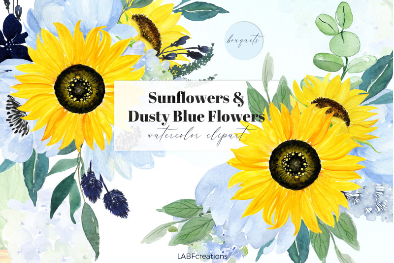sunflowers-amp-dusty-blue-flowers-watercolor-clipart-boho