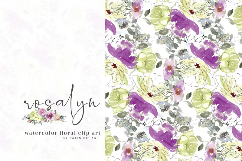 watercolor-lemon-and-purple-floral-clipart-set