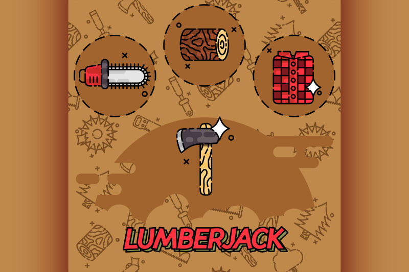 lumberjack-flat-concept-icons