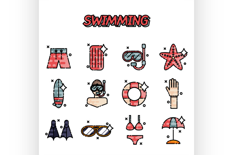 swimming-flat-concept-set