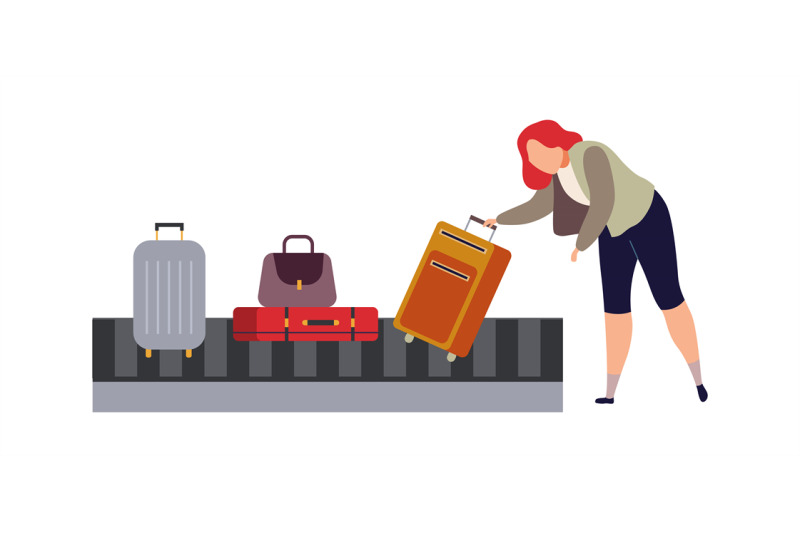 baggage-carousel-in-airport-woman-picks-up-luggage-and-suitcase-from