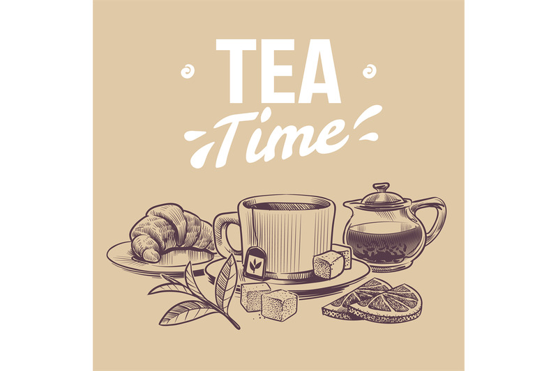 sketch-tea-hand-drawn-objects-for-tea-shop-mugs-and-kettle-tea-leave