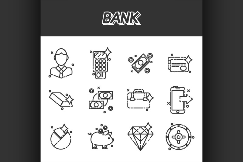 bank-flat-icons-set