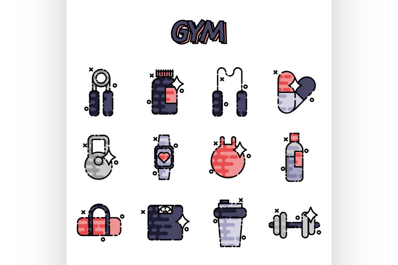 gym-flat-concept-icons