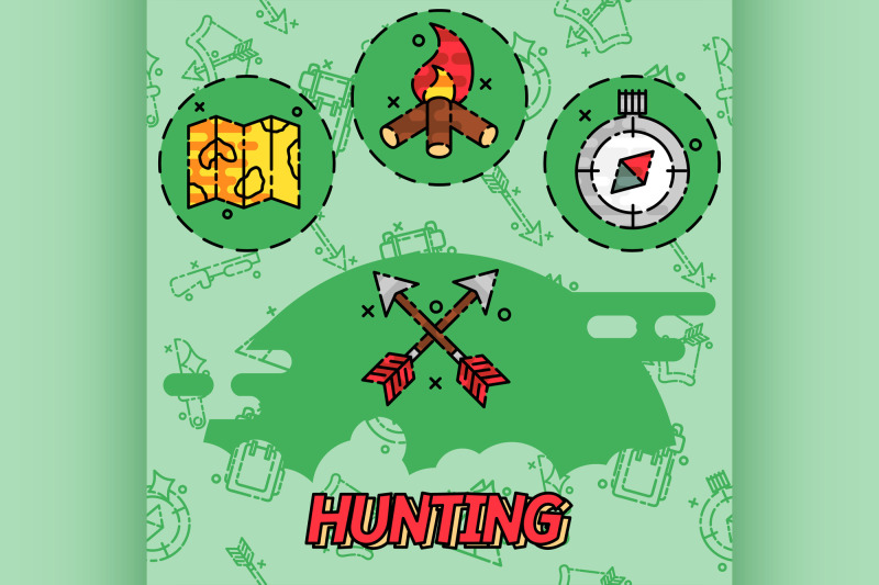 hunting-flat-concept-icons