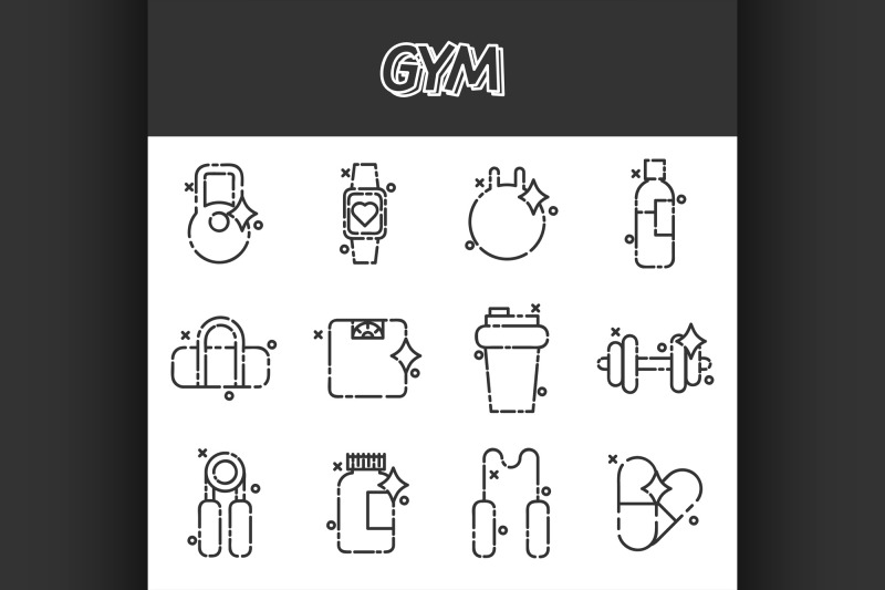 gym-flat-concept-icons