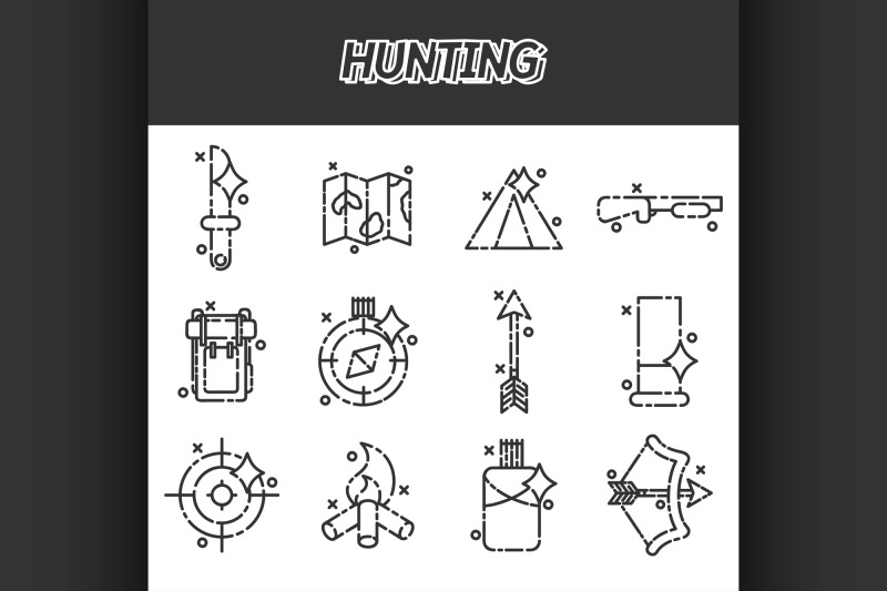 hunting-flat-concept-icons