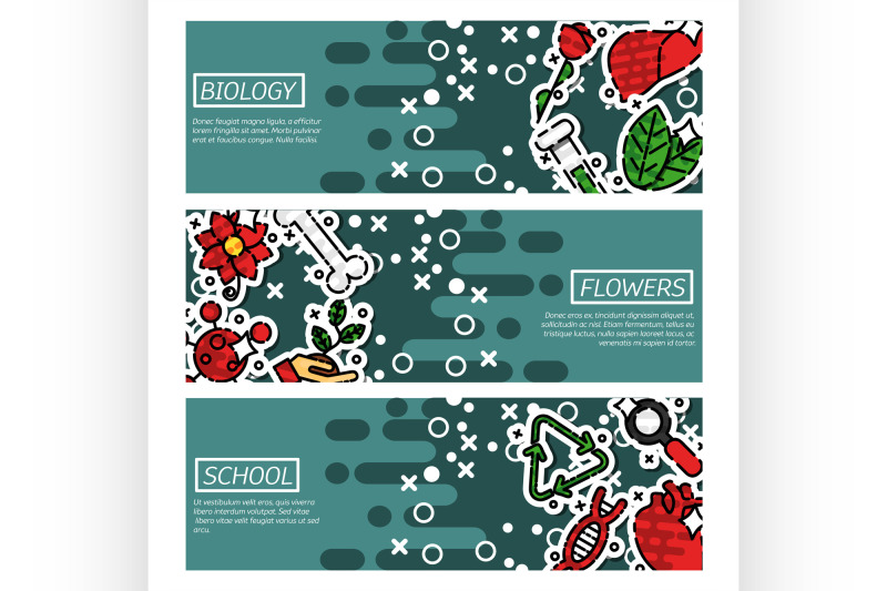 set-of-horizontal-banners-about-biology